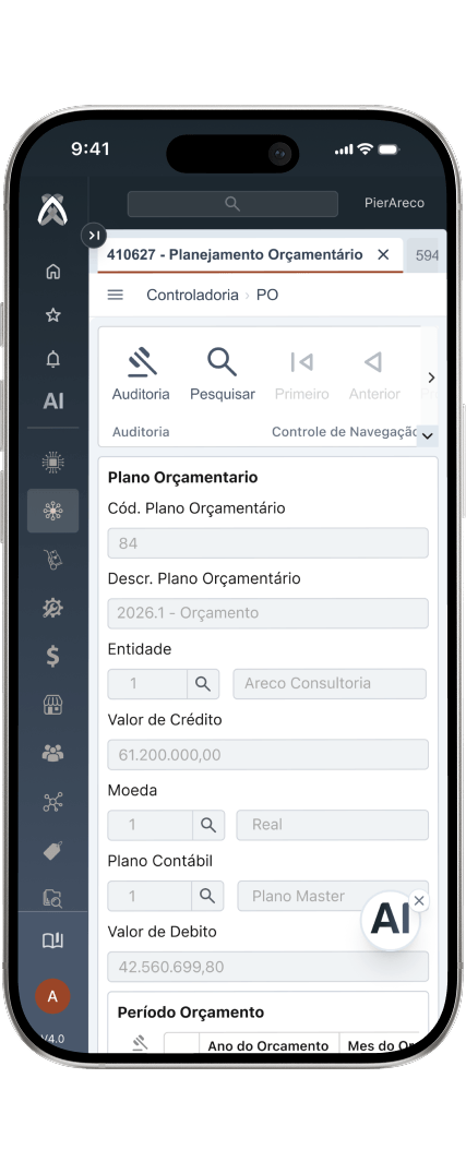 Funcionalidades: Governança no processo